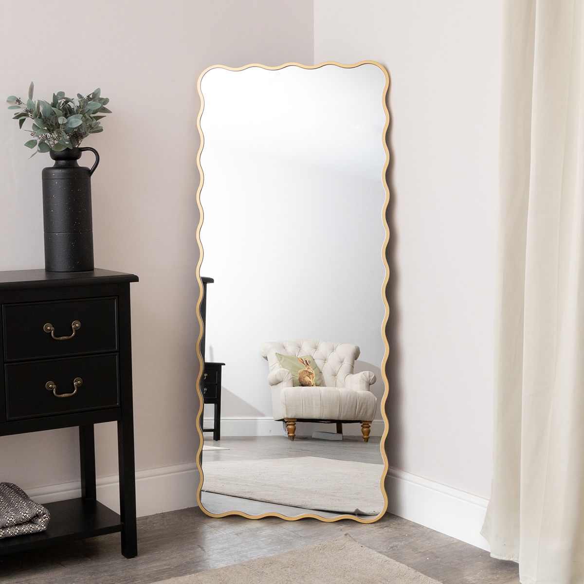 Gold Full Length Wavy Mirror - 70cm x 165cm