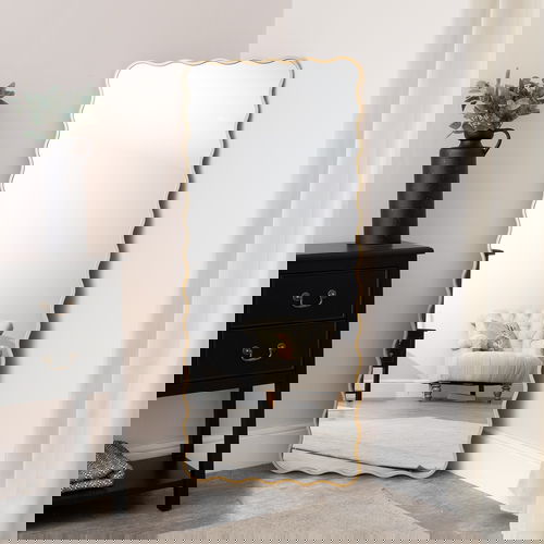 Gold Full Length Wavy Mirror - 70cm x 165cm