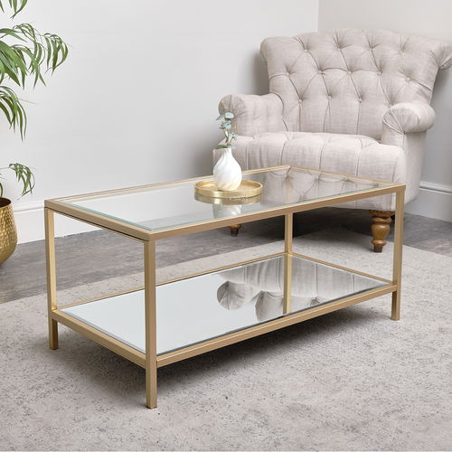 Gold Glass & Mirrored Coffee Table