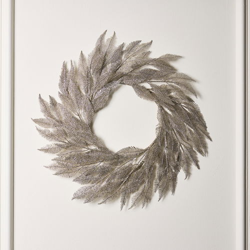 Gold Glitter Leaf Christmas Wreath - 50cm 