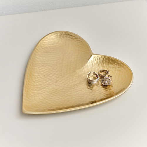 Gold Hammered Love Heart Trinket Tray