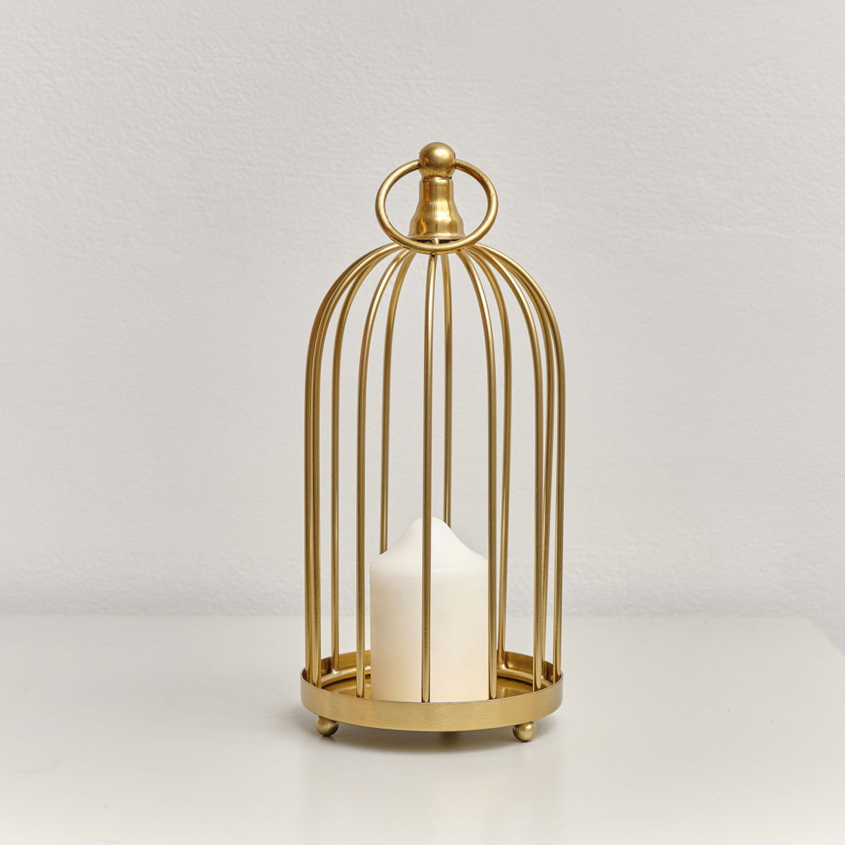 Gold Metal Birdcage Candle Holder - 24cm