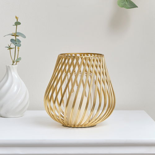 Gold Metal Wire Twist Candle Holder