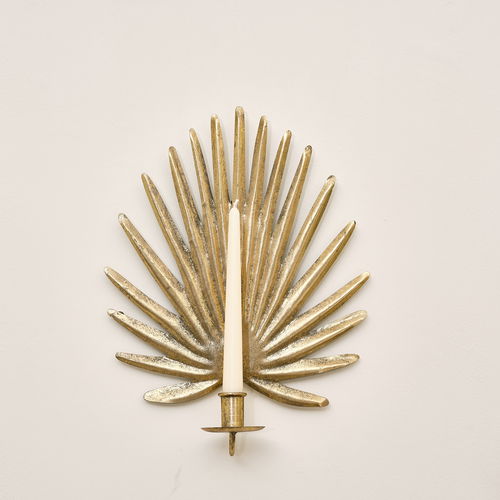 Gold Palm Leaf Wall Candle Holder Sconce