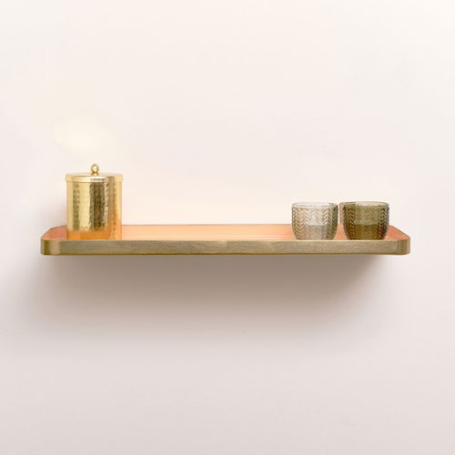 Gold & Peach Enamelled Metal Wall Shelf - 50cm