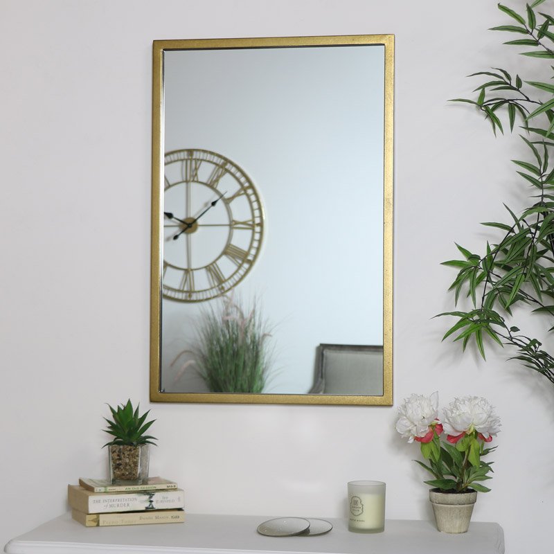 Rustic Antique Gold Rectangle Wall Mirror 50cm x 75cm