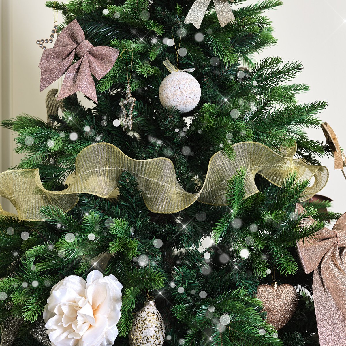 Gold Sparkle Ruffle Christmas Tree Ribbon - 270cm
