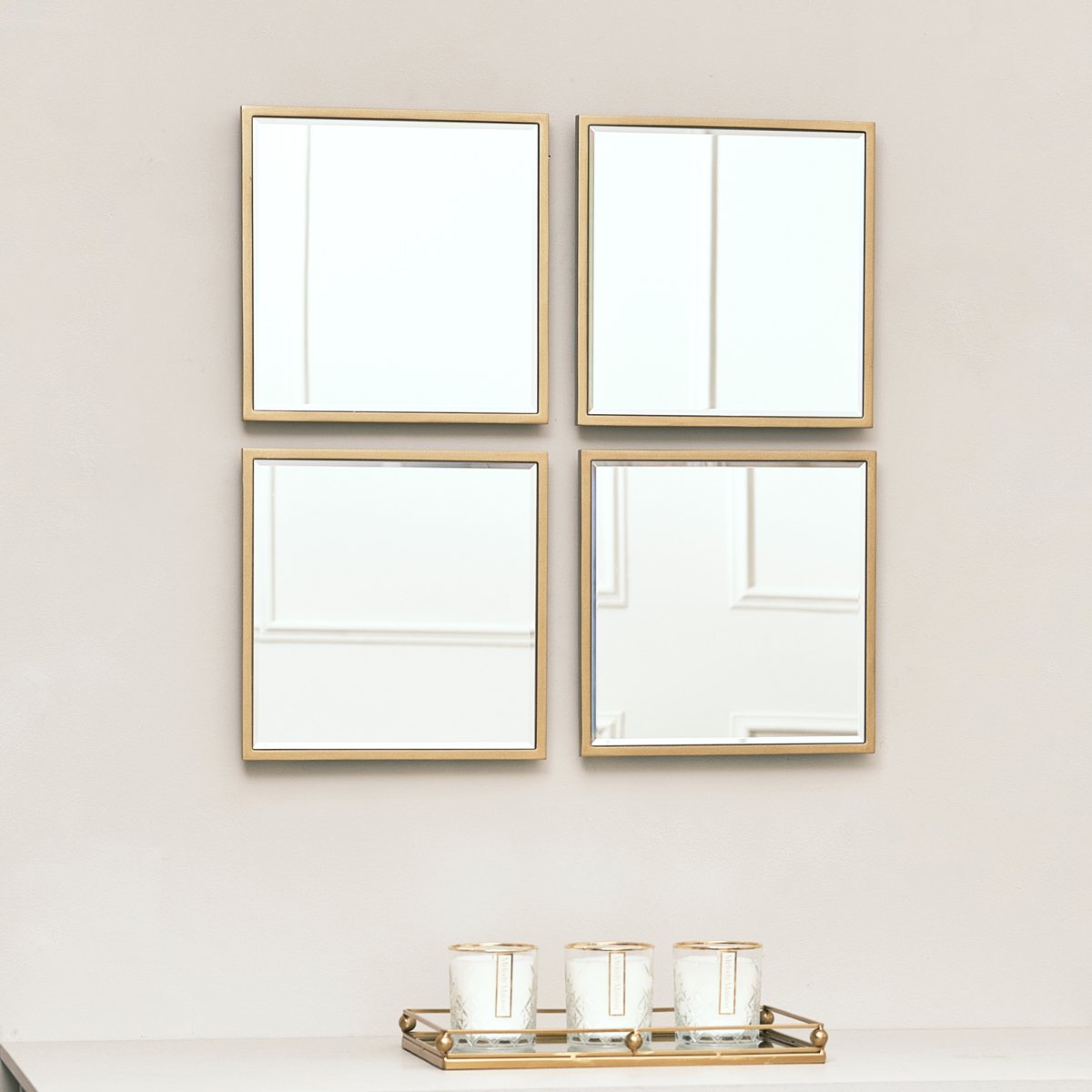Set of 4 Gold Square Mirrors