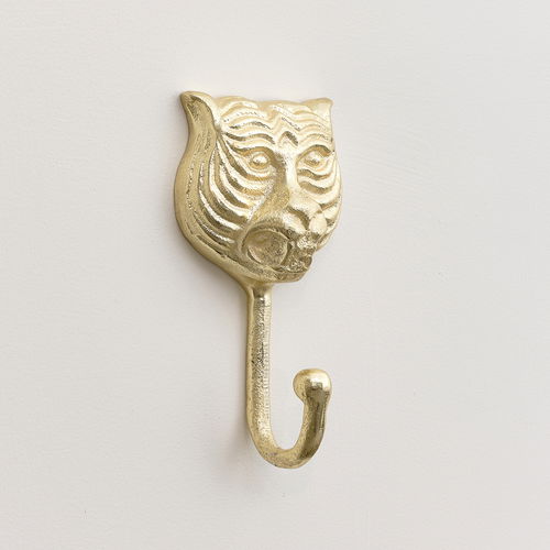 Gold Tiger Head Wall Hook