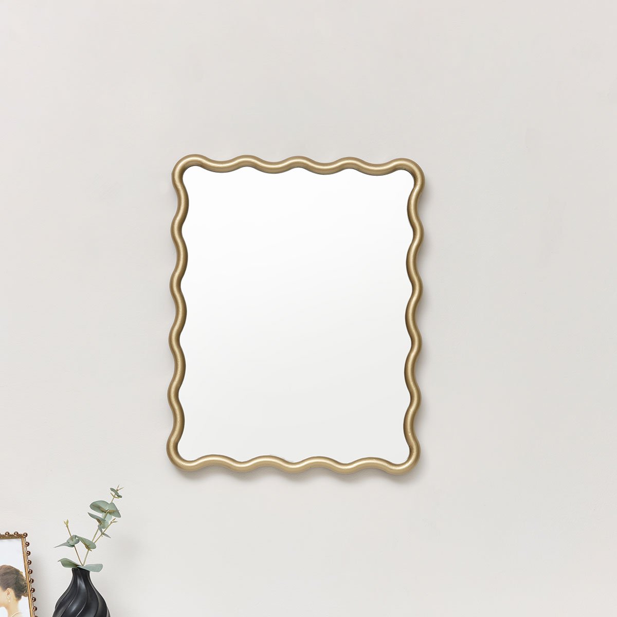 Gold Wave Framed Wall Mirror 50cm x 40cm