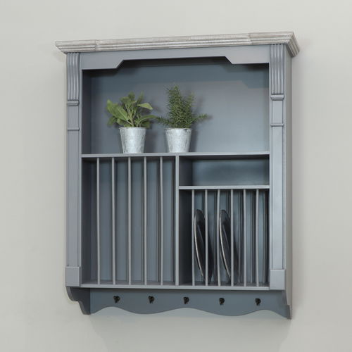 Grey Wall Mounted wooden Plate Rack