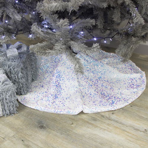 Iridescent White Sequin Tree Skirt - 93cm