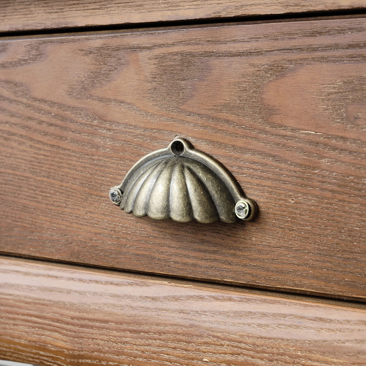 Antique Brass Scalloped Cup Pull Handle