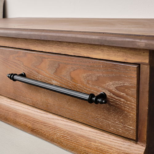Large Black Ribbed Metal Bar Pull Handle 27cm