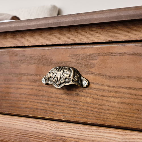 Ornate Brass Patterned Cup Pull Handle