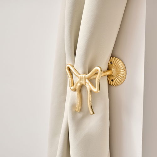 Set of 2 Gold Metal Bow Curtain Tie Backs