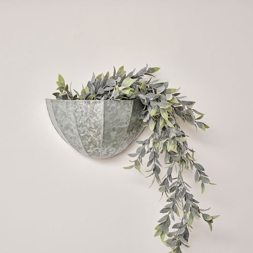 Silver Galvanised Scalloped Wall Planter