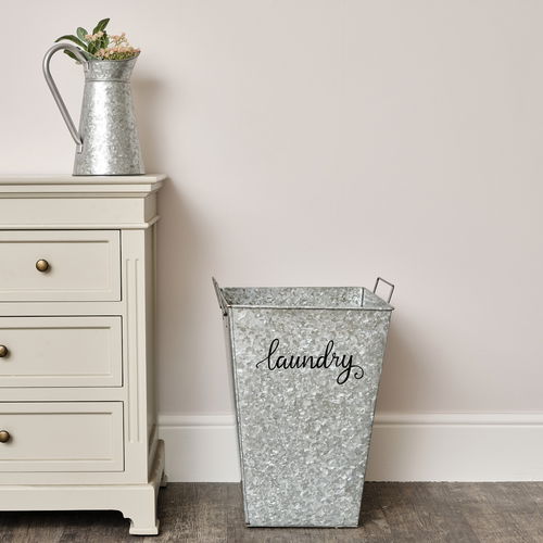 Silver Glavanised Metal Storage / Laundry Basket - 50cm