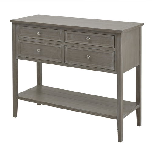Large 4 Drawer Wooden Sideboard With Display Shelf
