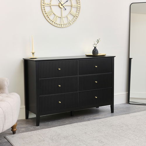 Large 6 Drawer Chest of Drawers - Hales Black Range