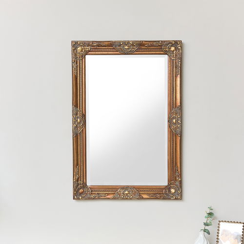 Large Antique Gold Ornate Rectangle Wall Mirror 81cm x 55cm