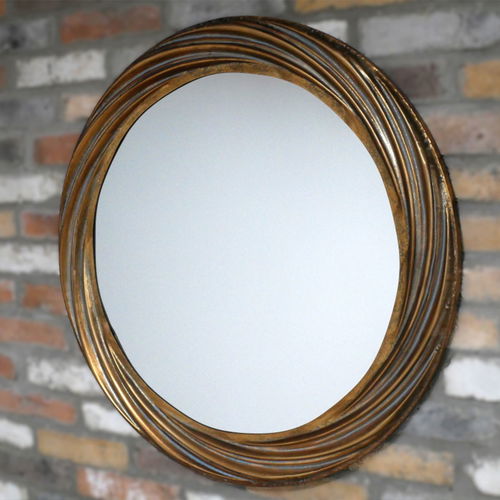 Large Antique Gold Round Swirl Mirror 80cm x 80cm