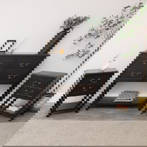 Large Black 4 Drawer Chest of Drawers & Pair of Bedside Tables - Briggs Range