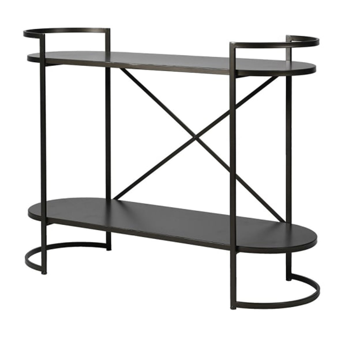 Large Black Oval 2 Tier Console Table