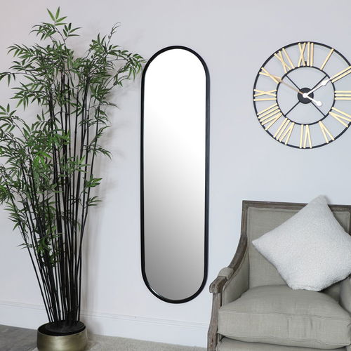 Large Black Oval Mirror 42cm x 156cm