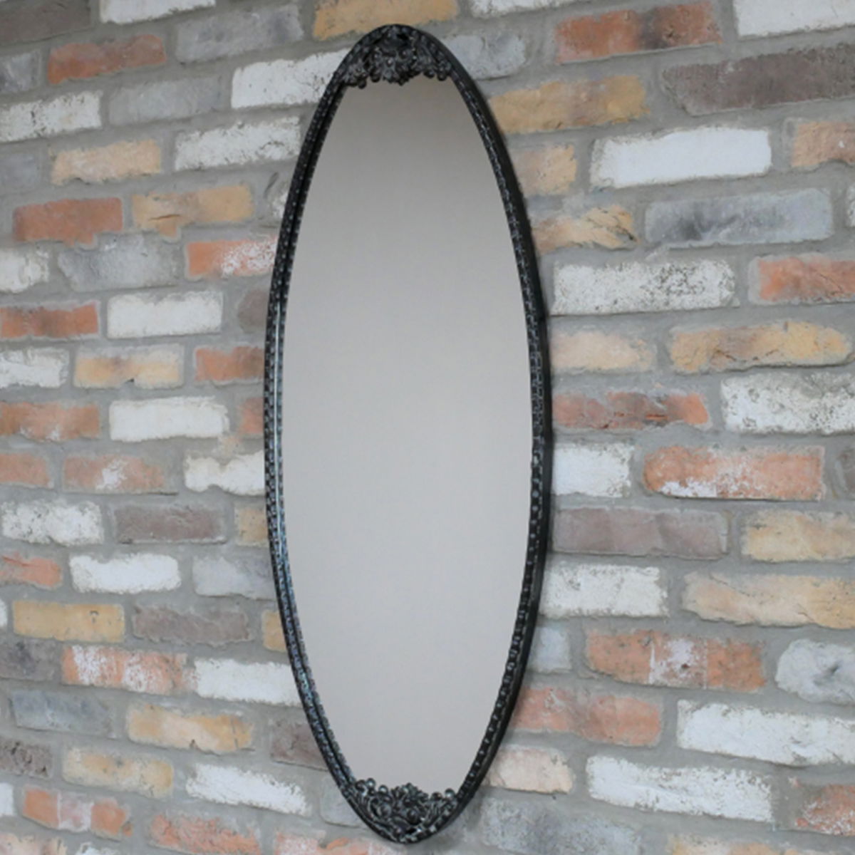 Large Black Oval Mirror