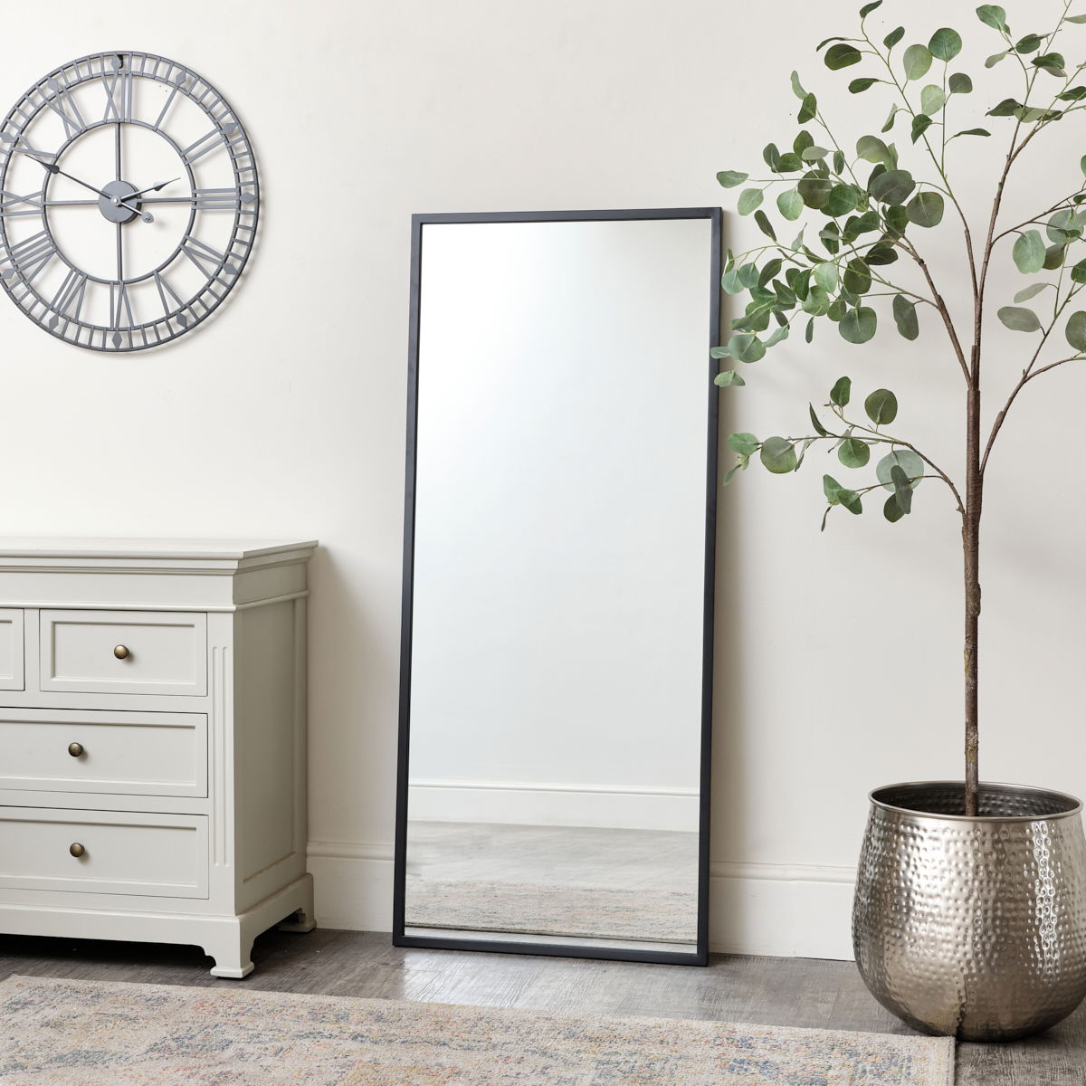Large Black Rectangle Wall Mirror 60cm x 140cm