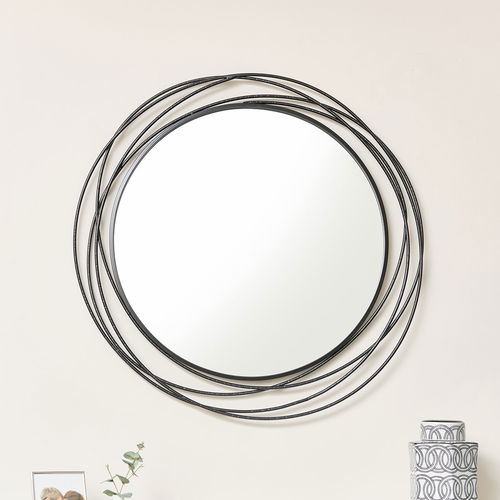 Large Black Swirl Wall Mirror - 88cm x 85cm