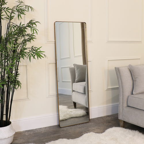 Large Brushed Gold Wall / Floor / Leaner Mirror 47cm x 142cm