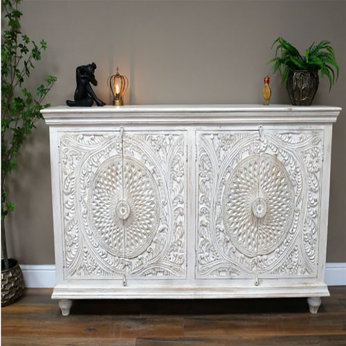 Large Cream Distressed Sideboard