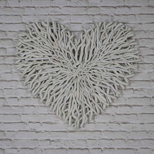 Large Cream Twig Heart Wall Art