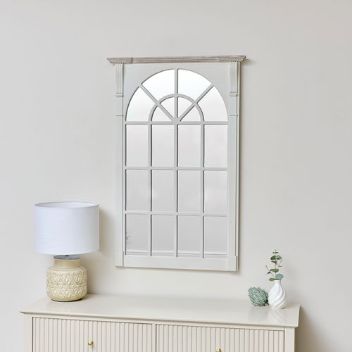 Large Cream Window Style Wall Mirror - Lyon Range 66cm x 100cm