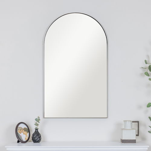 Large Framed Black Arched Mirror 100cm x 60xcm