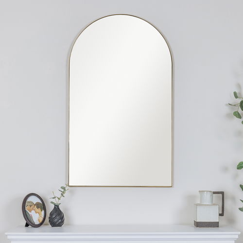 Large Framed Gold Arched Mirror 100cm x 60cm