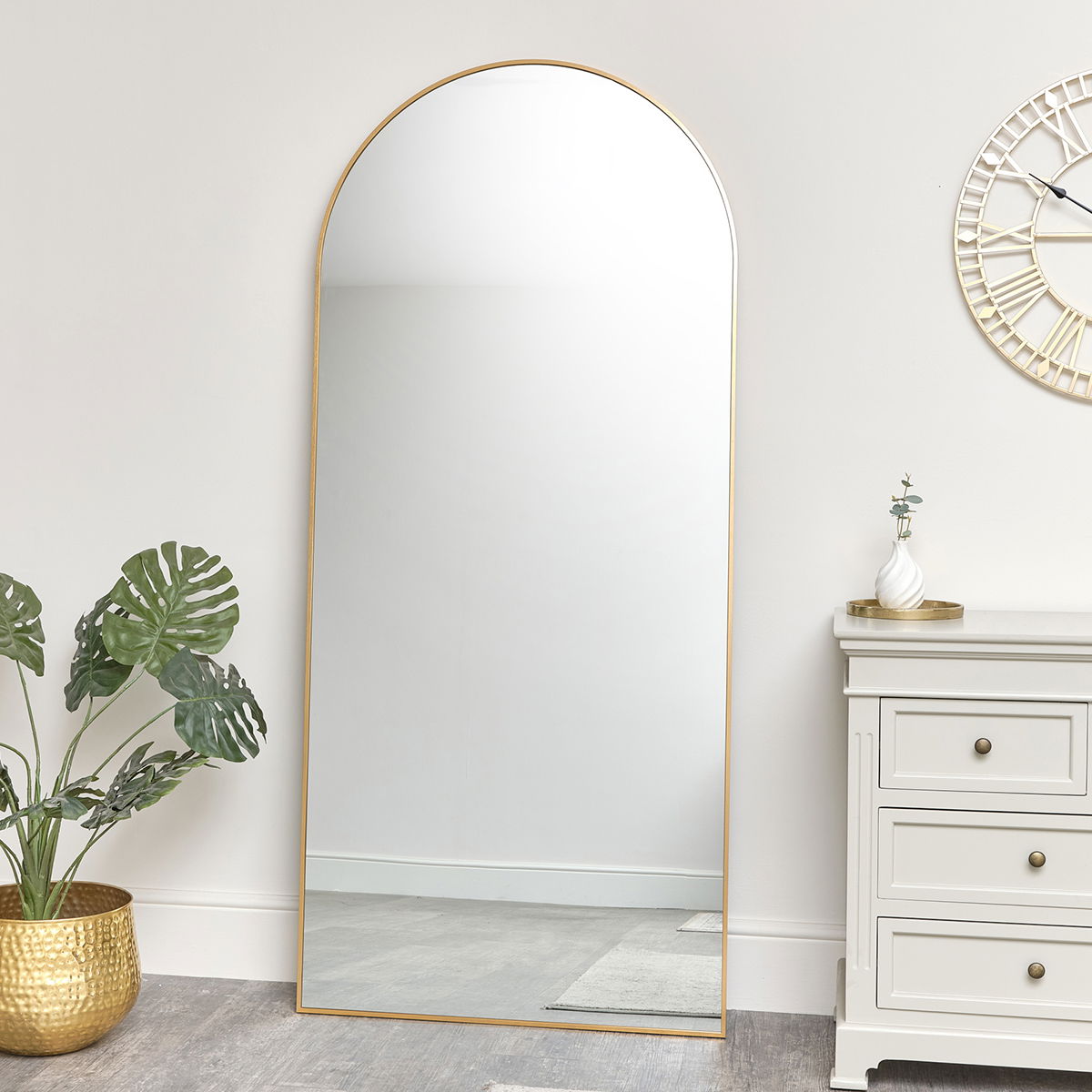 Large Gold Arched Wall / Leaner Mirror - 180cm x 80cm