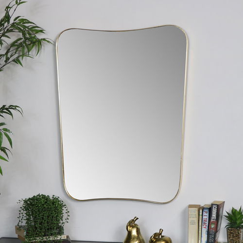 Large Gold Curved Wall Mirror 59cm x 77cm