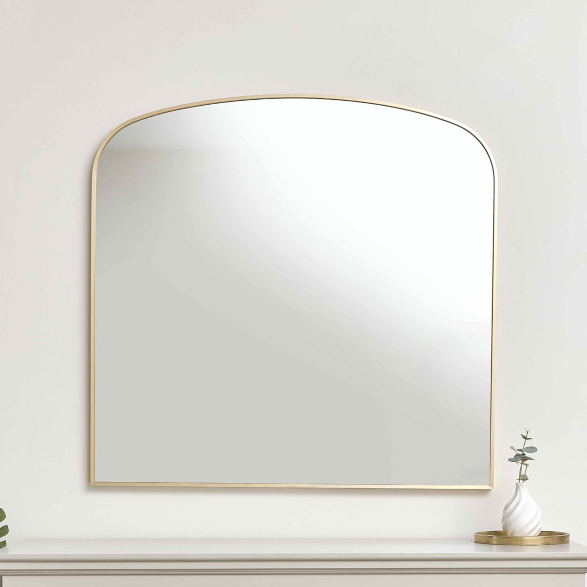 Large Gold Framed Arched Wall Mirror 92cm x 91cm