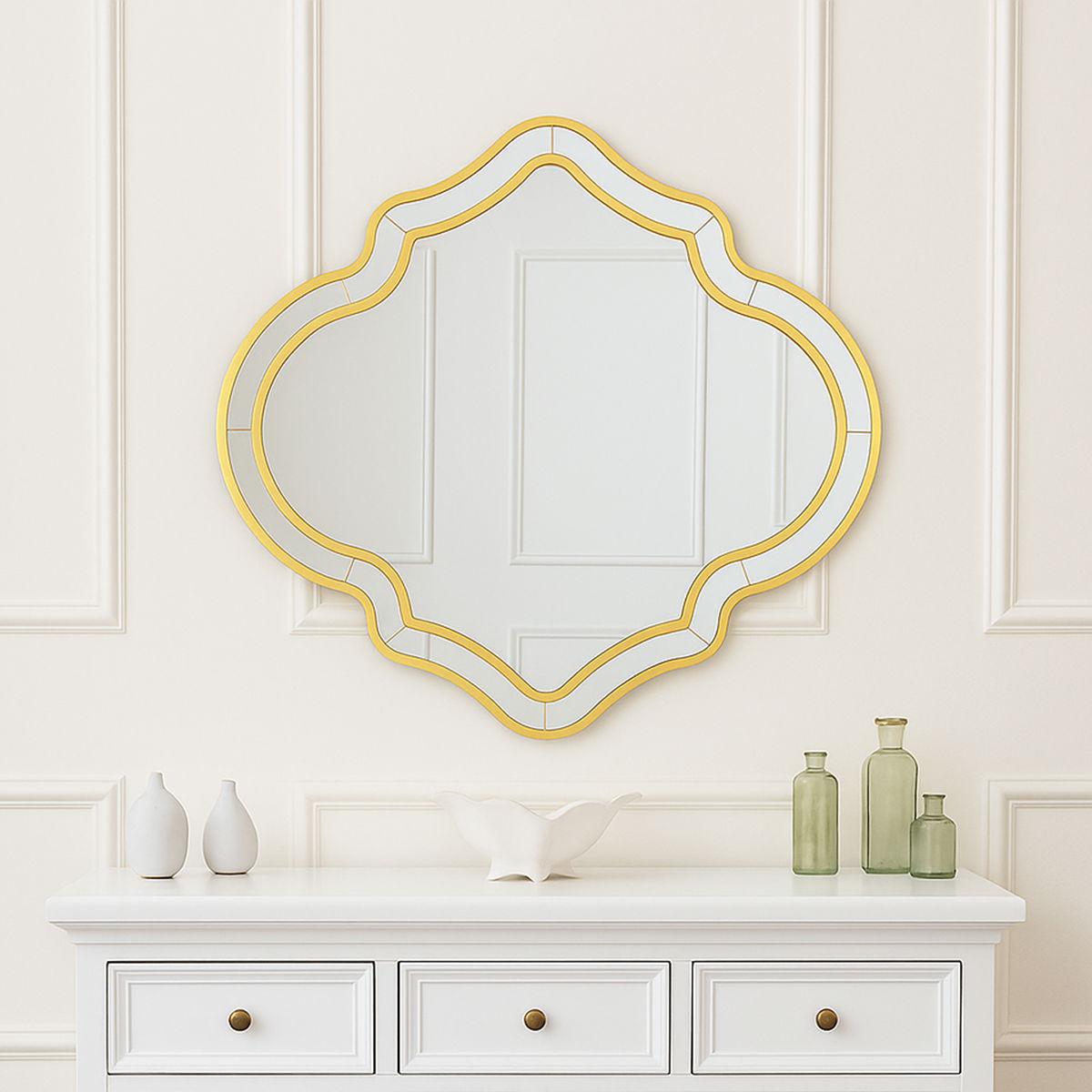Large Gold Moroccan Style Wall Mirror 89cm x 80cm 