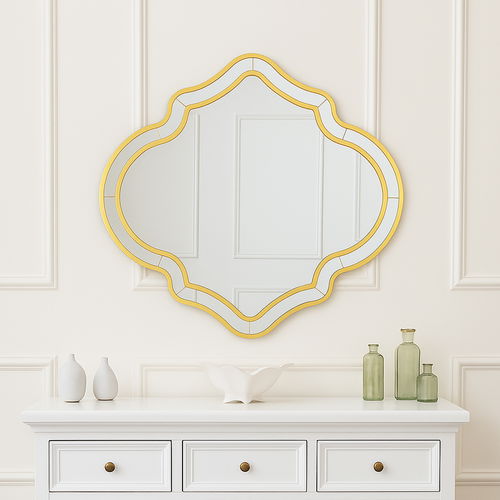 Large Gold Moroccan Style Wall Mirror 89cm x 80cm 