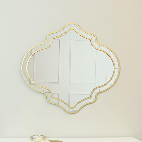 Large Gold Moroccan Style Wall Mirror 89cm x 80cm 