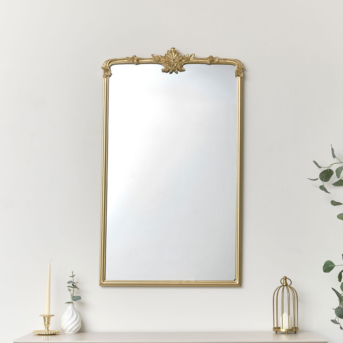 Large Gold Ornate Vintage Floral Wall Mirror - 104cm x 63cm