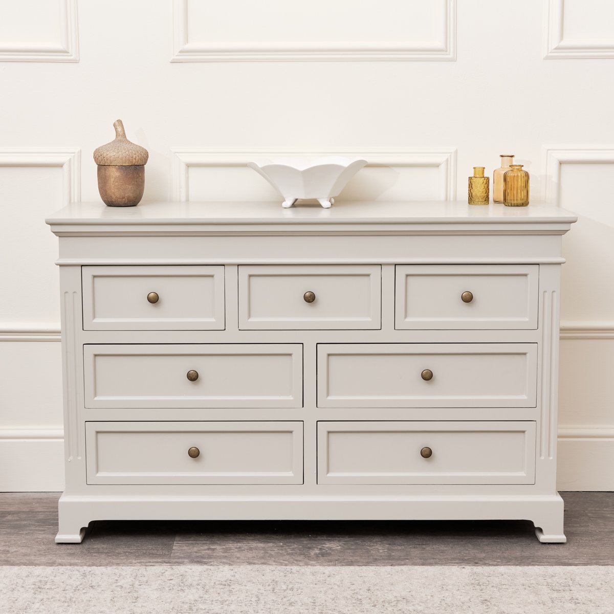 Large Grey 7 Drawer Chest of Drawers - Daventry Taupe-Grey Range - DAMAGED SECOND 5678