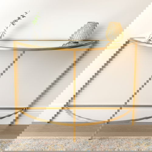 Large Half Moon Gold Mirrored Console Table - 120cm x 78cm