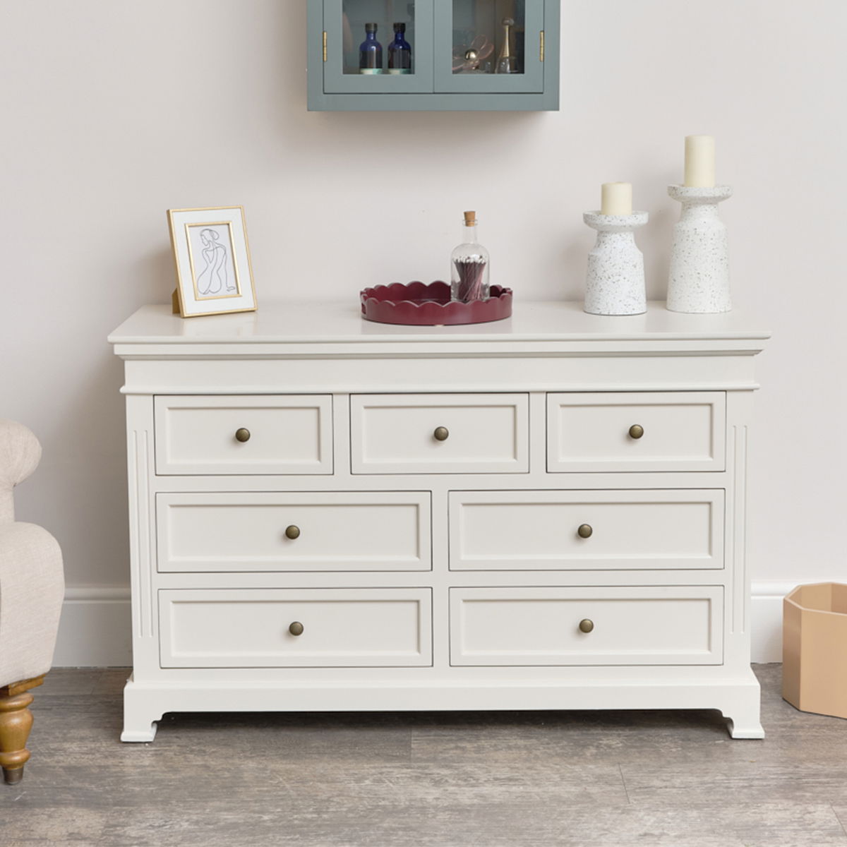 Large Ivory 7 Drawer Chest of Drawers - Daventry Ivory Range