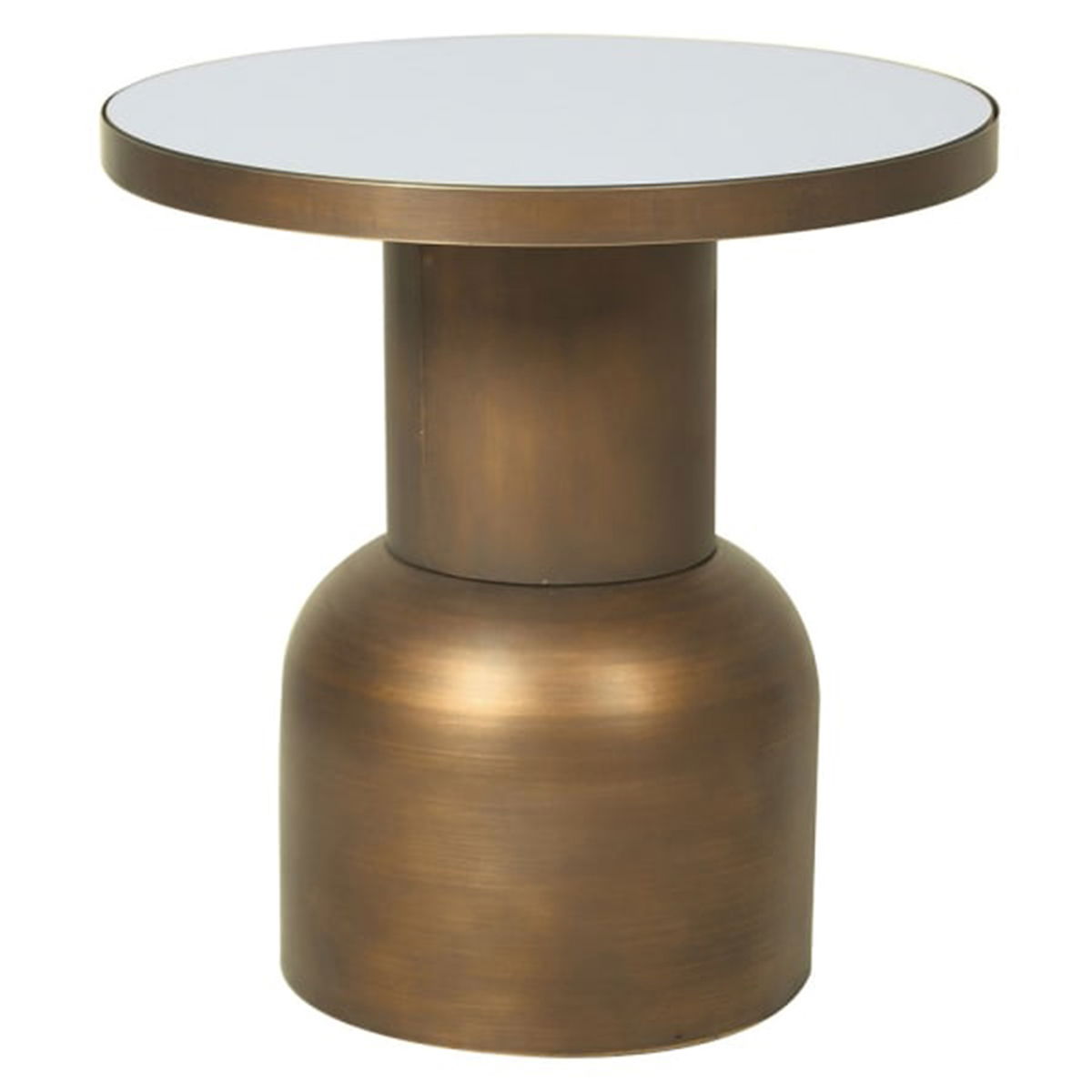 Large Metal Round Mirrored Side Table