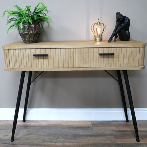 Large Natural Wooden Textured Dressing Table / Console Table 120cm x 77cm